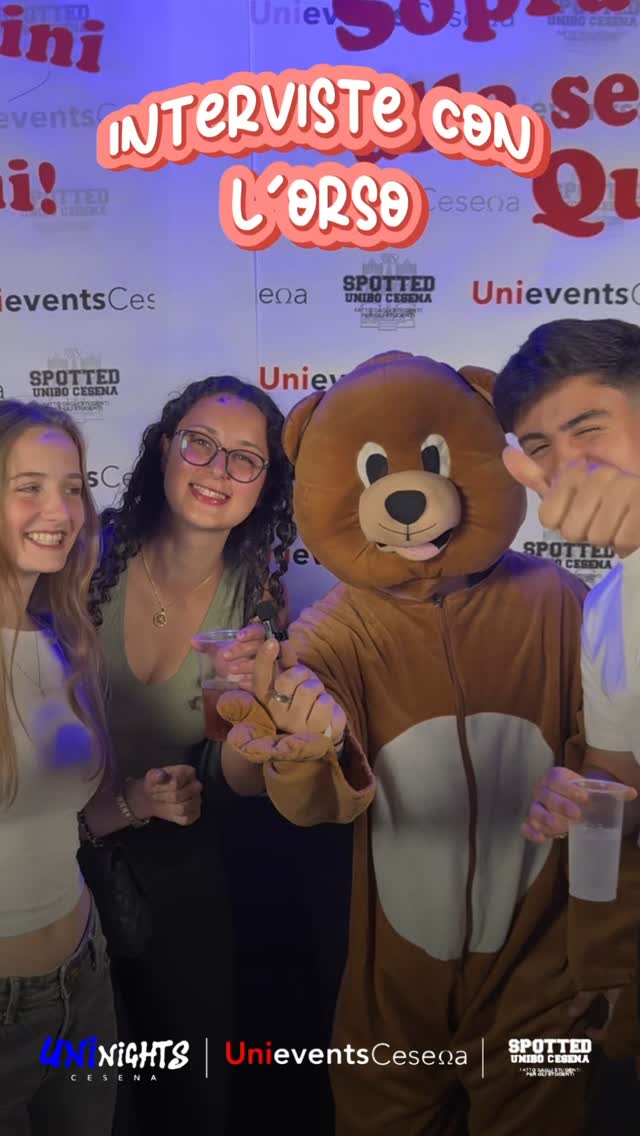 Post: INTERVISTE DELL’ORSO 🎤 Ecco le interviste dell’orso!😂🐻 il bro ha laggato ma va bene lo stessooooooooo❤️ #unievents #interviste