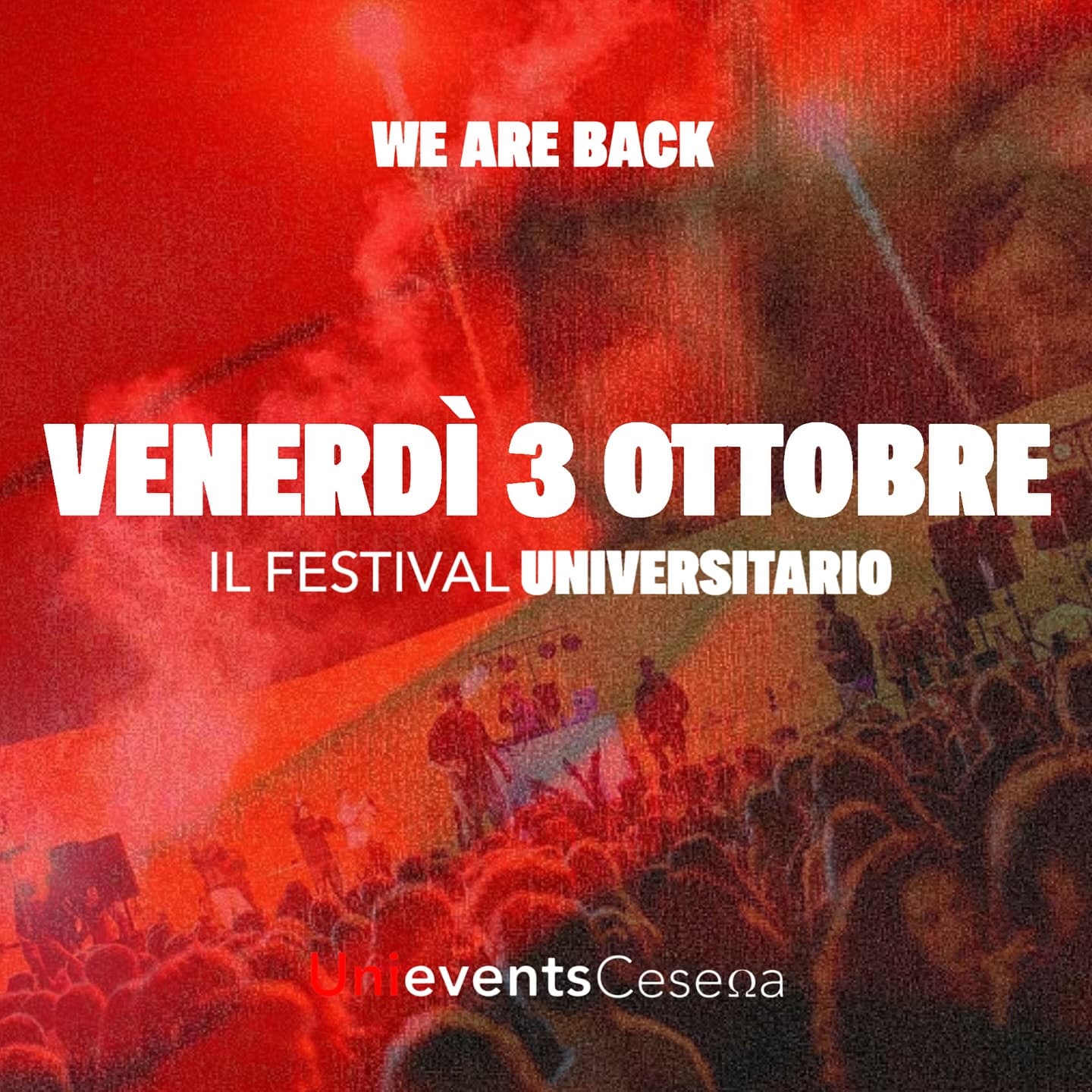 Post: WE ARE BACK - OTTOBRE 2025 - UNIEVENTS FESTIVAL ALLA ROCCA🏰 🎉

La festa universitaria più grande di Cesena sta tornando! Siete pronti a ri…