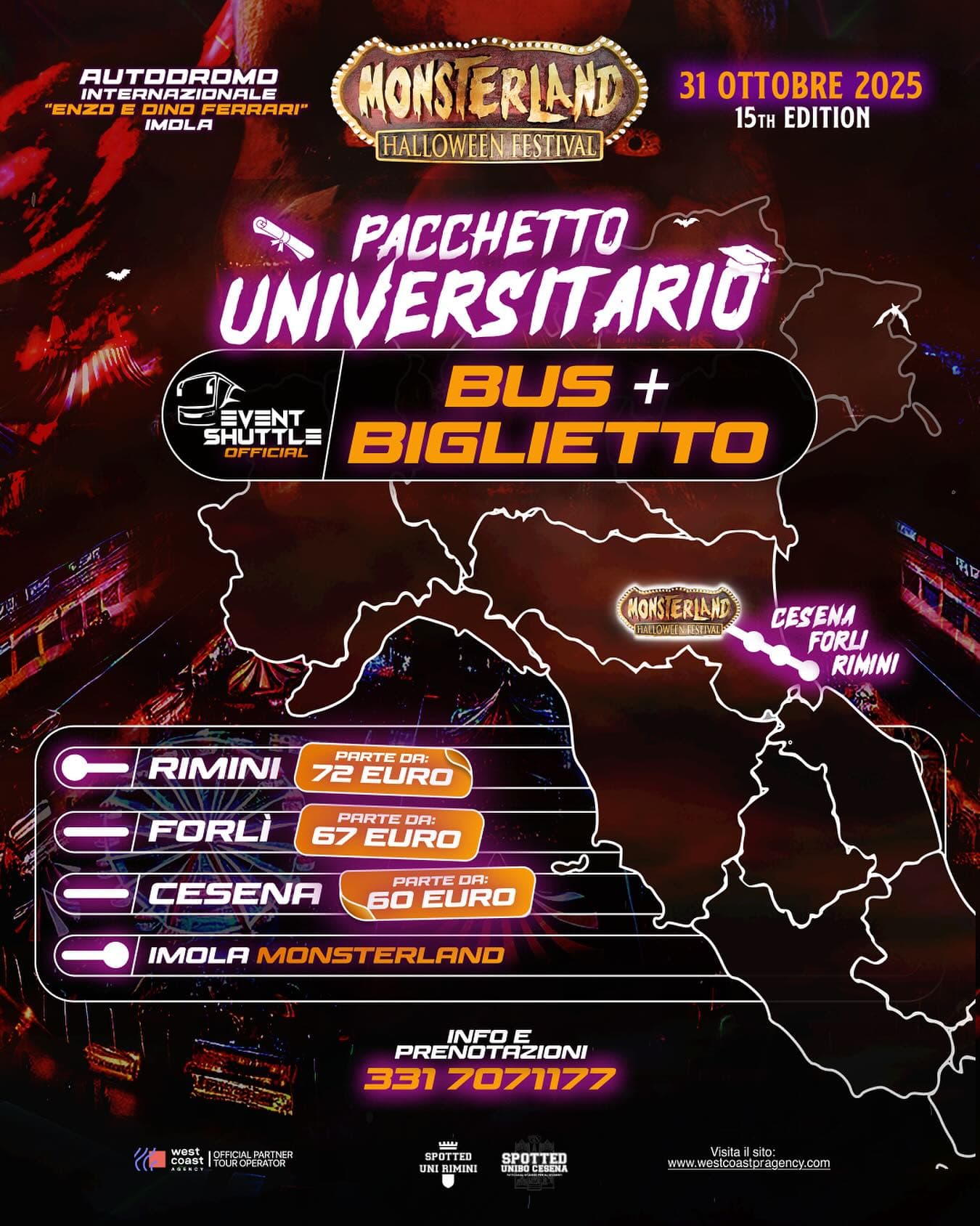 Post: - 🎃MONSTERLAND HALLOWEEN - PACCHETTI BUS UFFICIALI! 🚌👻

Non sai come arrivare a Monsterland?
👉CI PENSIAMO NOI!

🚌Partenze da TUTTA ITAL…