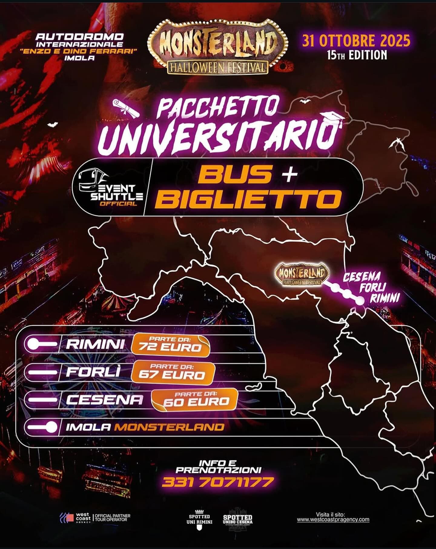 Post: - 🎃MONSTERLAND HALLOWEEN - PACCHETTI BUS UFFICIALI! 🚌👻

Non sai come arrivare a Monsterland?
👉CI PENSIAMO NOI!

🚌Partenze da TUTTA ITAL…