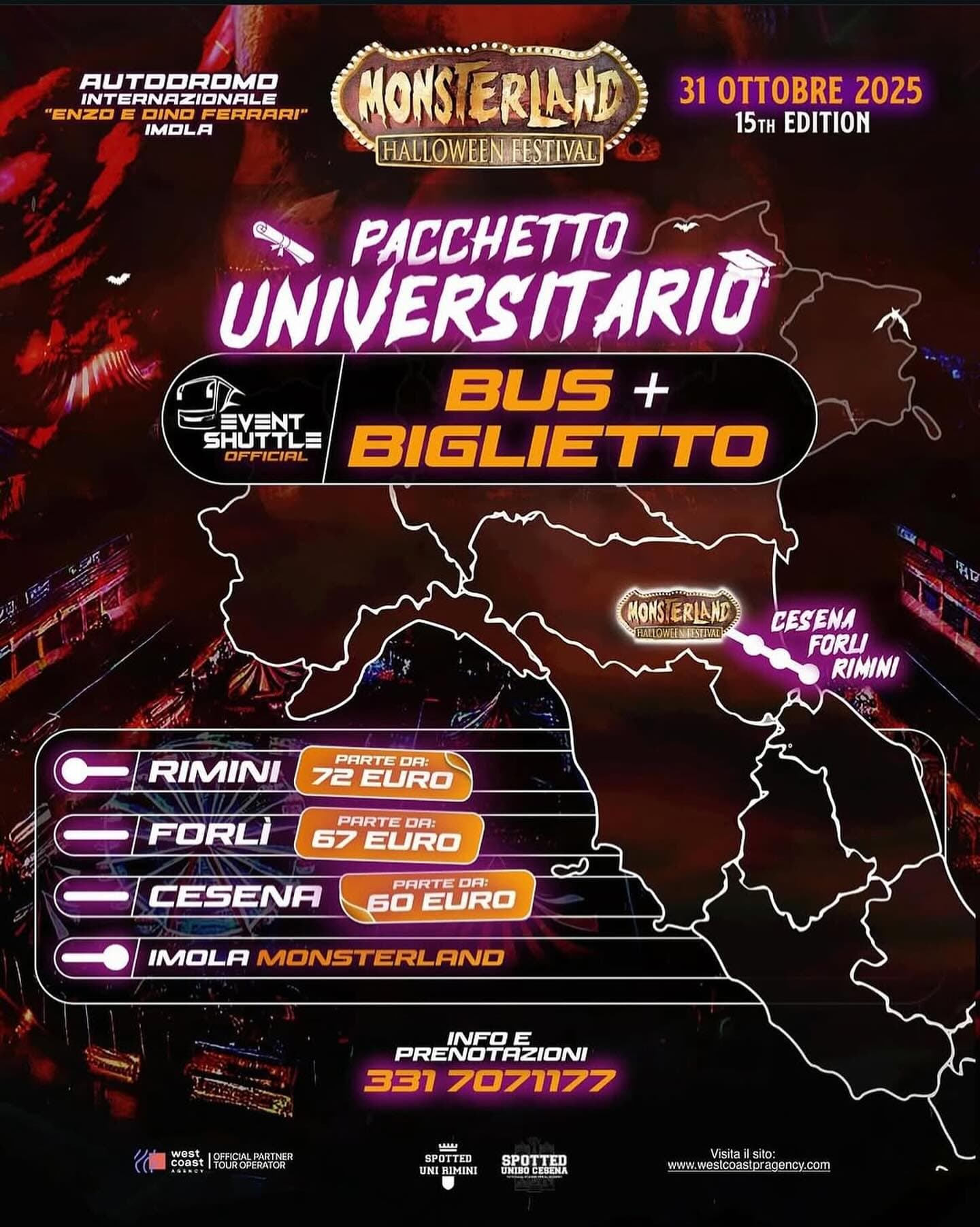 Post: - 🎃MONSTERLAND HALLOWEEN - PACCHETTI BUS UFFICIALI! 🚌👻

Non sai come arrivare a Monsterland?
👉CI PENSIAMO NOI!

🚌Partenze da TUTTA ITAL…