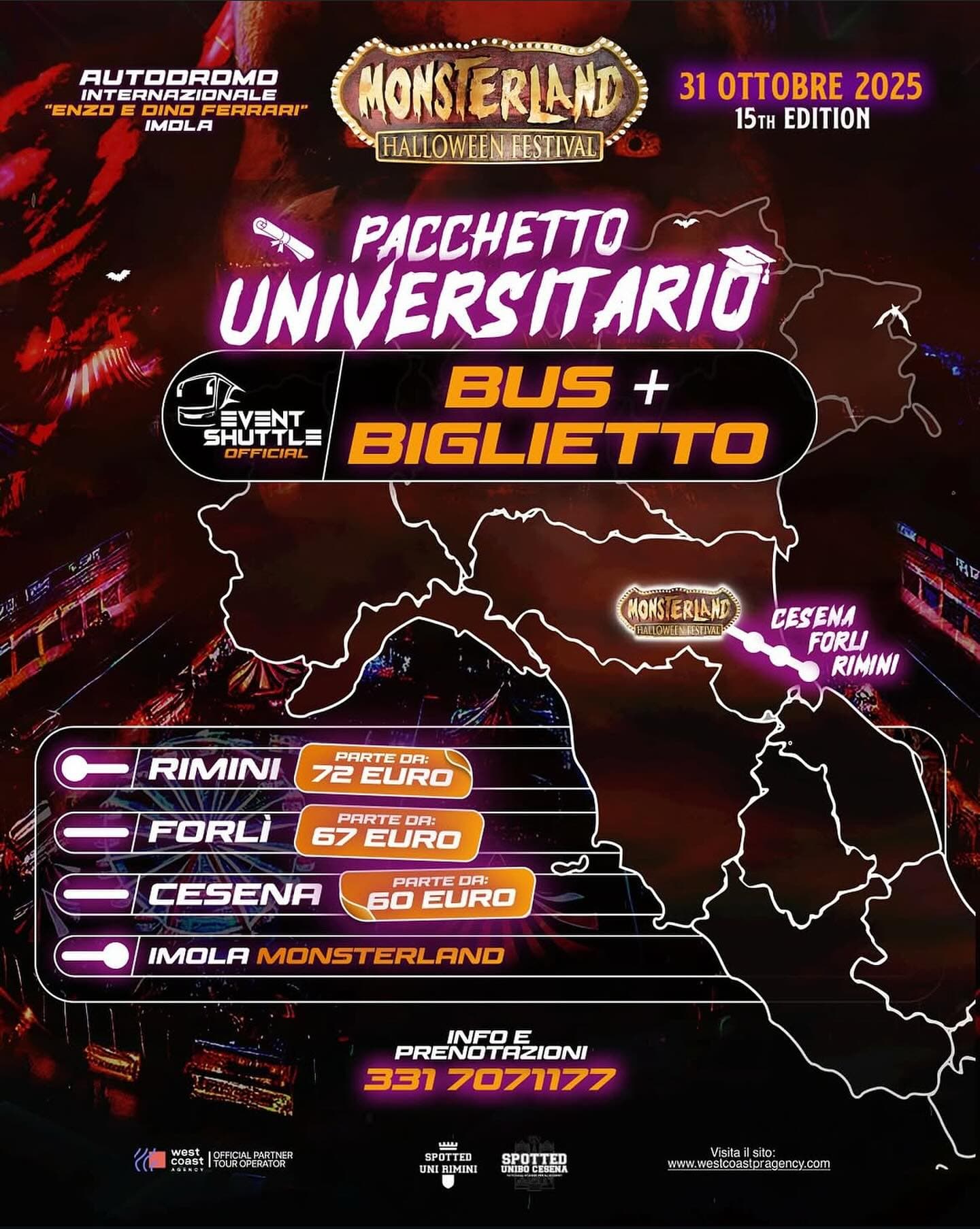 Post: - 🎃MONSTERLAND HALLOWEEN - PACCHETTI BUS UFFICIALI! 🚌👻

Non sai come arrivare a Monsterland?
👉CI PENSIAMO NOI!

🚌Partenze da TUTTA ITAL…