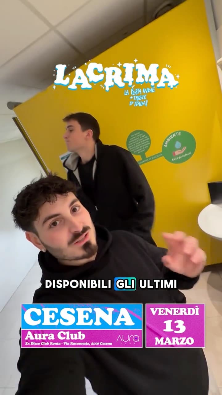 Post: L’ultima volta insieme, l’ultima data di @lacrimaparty ad @aura.club.cesena per questa stagione invernale! NON SMETTIAMO PIÙ DI PIANGERE😭🩵…