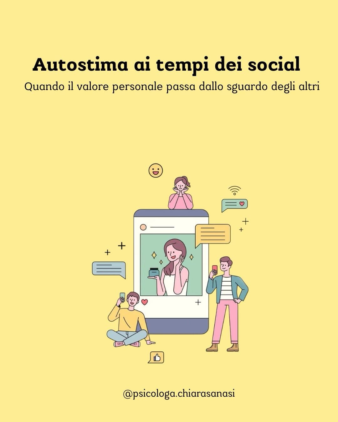 Post: Autostima ai tempi dei social

 Scrivi a @psicologa.chiarasanasi per informazioni.

#spotted #psicologa #psicologia #social #autostima