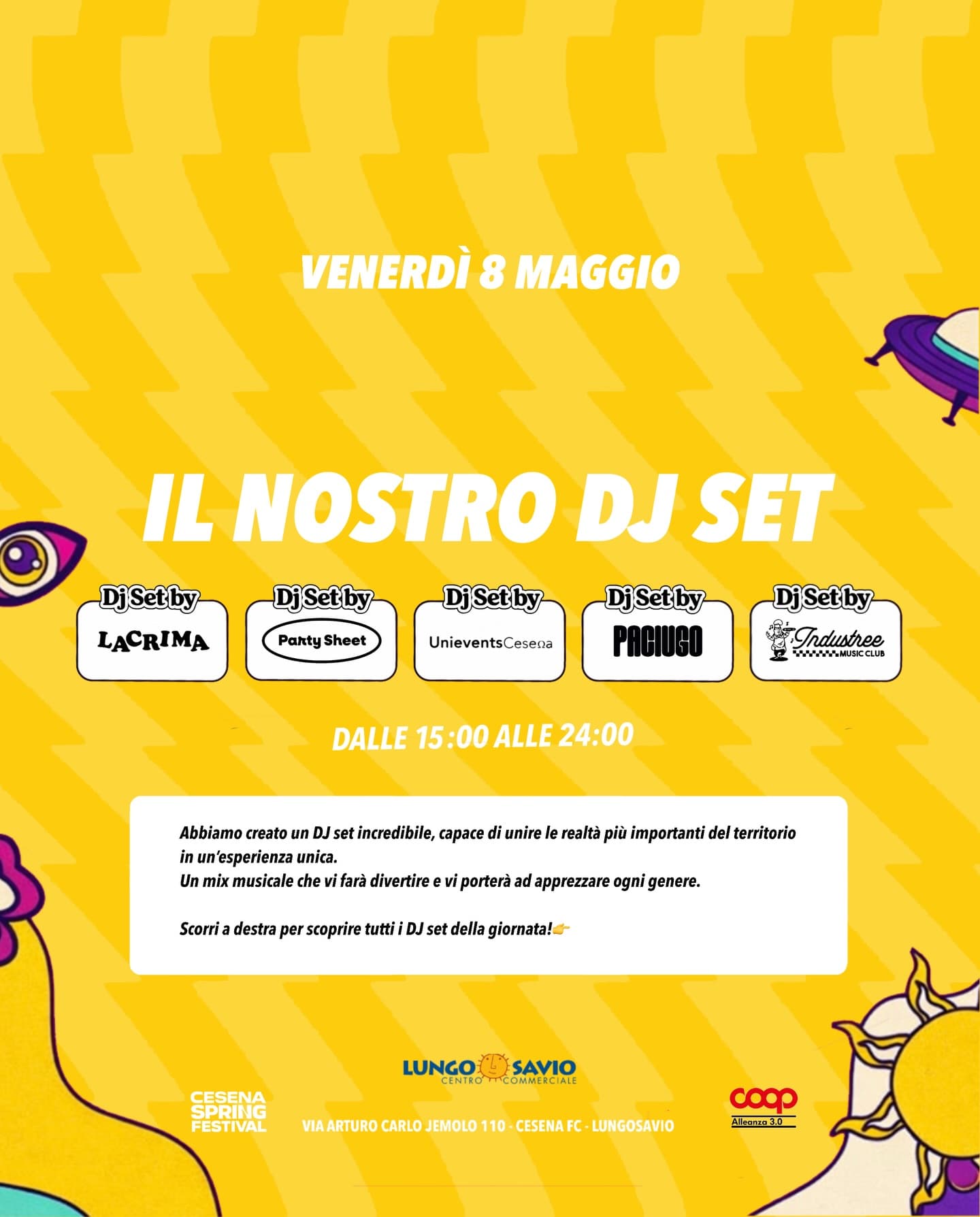 Post: 🌸 CESENA SPRING FESTIVAL - DJ SET 🌸
Dalle 15:00 fino a mezzanotte… una maratona di musica che non ti darà tregua 🔥

🎧 STAGE 2
Dalle 15:0…
