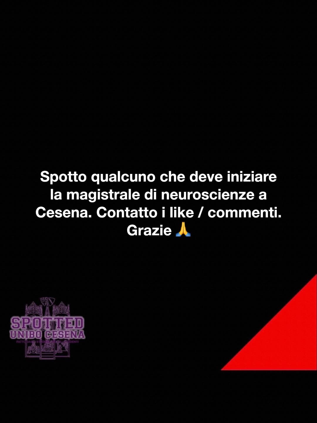 Post: Spotto qualcuno che deve iniziare la magistrale di neuroscienze a Cesena. Contatto i like / commenti. Grazie 🙏

#spotted #Cesena #unibo #…