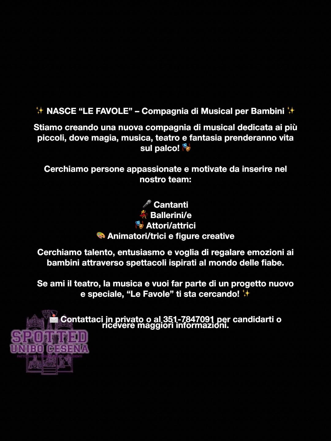 Post: ✨ NASCE “LE FAVOLE” – Compagnia di Musical per Bambini ✨

Se ami il teatro, la musica e vuoi far parte di un progetto nuovo e speciale, “L…
