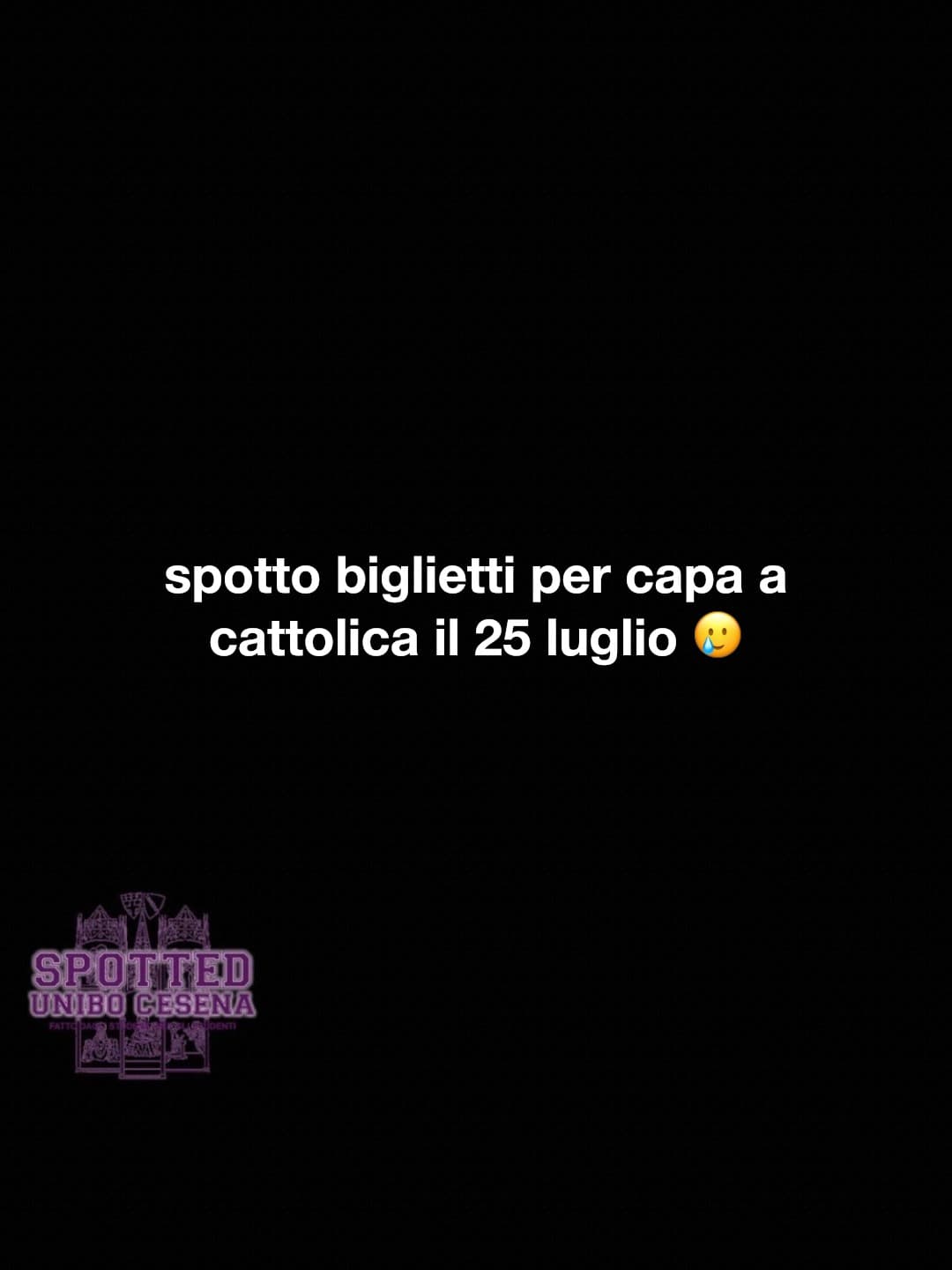 Post: spotto biglietti per capa a cattolica il 25 luglio 🥲

#spotted #Cesena #unibo #cesenaspotted
