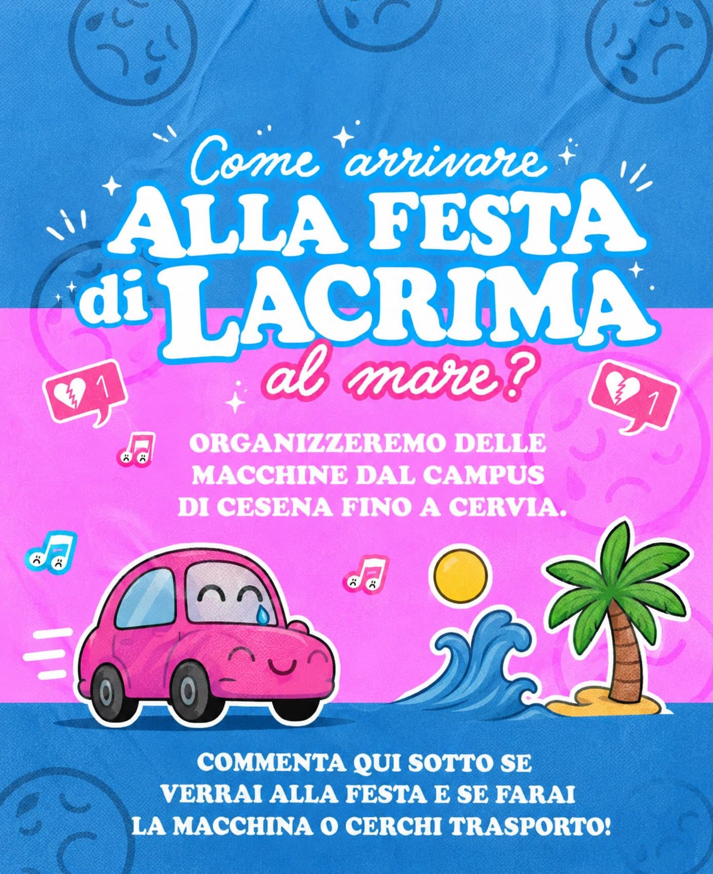 Post: ORGANIZZEREMO INSIEME LE MACCHINE PER ARRIVARE A CERVIA! DAL CAMPUS DI CESENA AL KING, COMMENTA QUI SOTTO SE FARAI L’AUTO O SE HAI BISOGNO F…