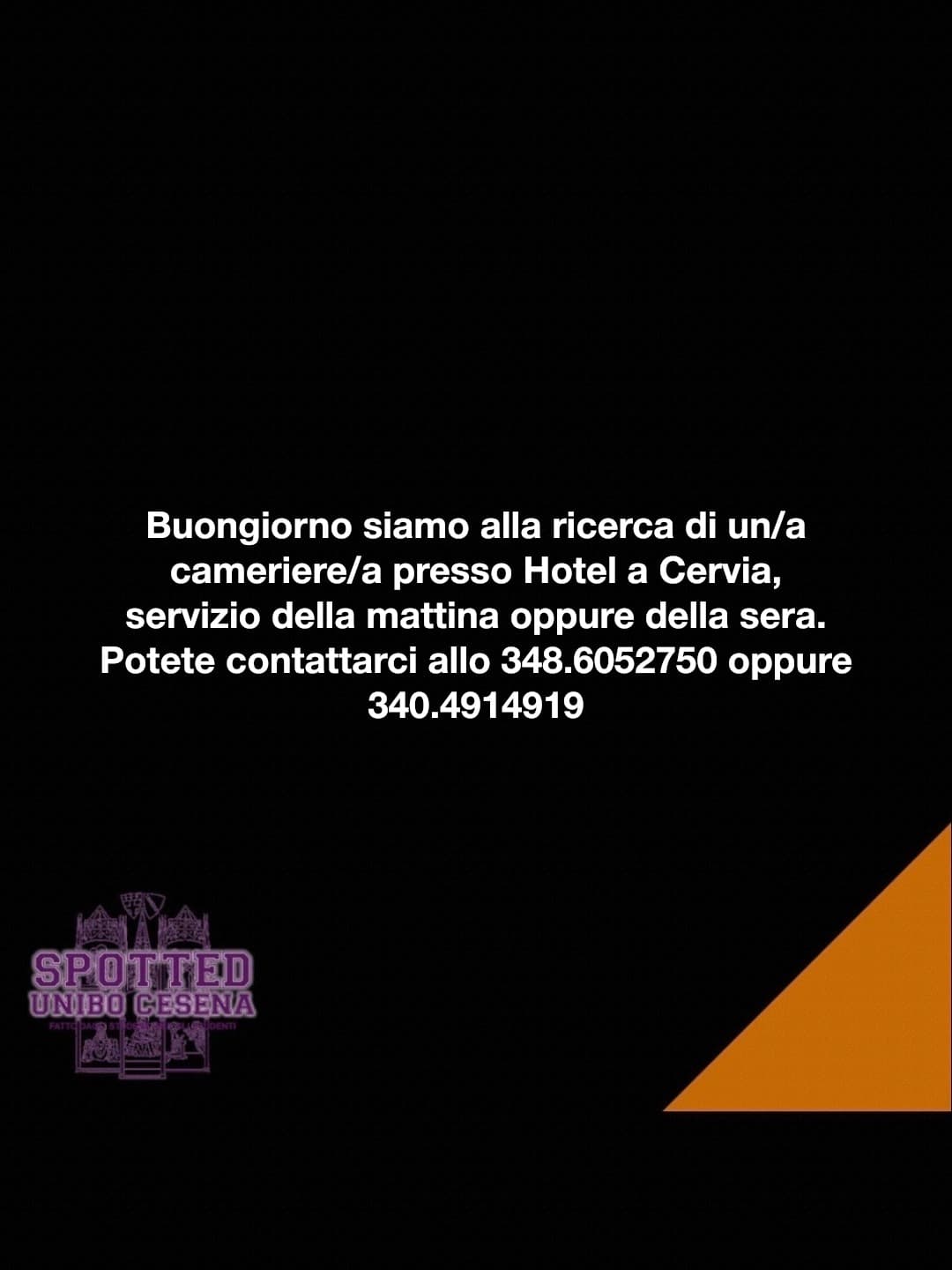 Post: Buongiorno siamo alla ricerca di un/a cameriere/a presso Hotel a Cervia, servizio della mattina oppure della sera

#spotted #Cesena #unibo…
