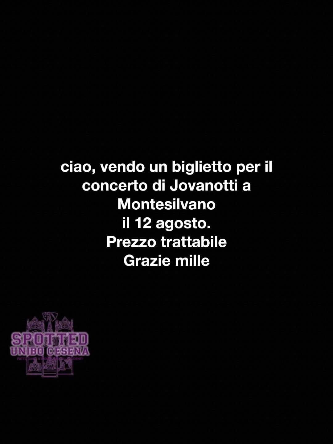 Post: ciao, vendo un biglietto per il concerto di Jovanotti a Montesilvano
 il 12 agosto.
Prezzo trattabile
Grazie mille

#spotted #Cesena #u…