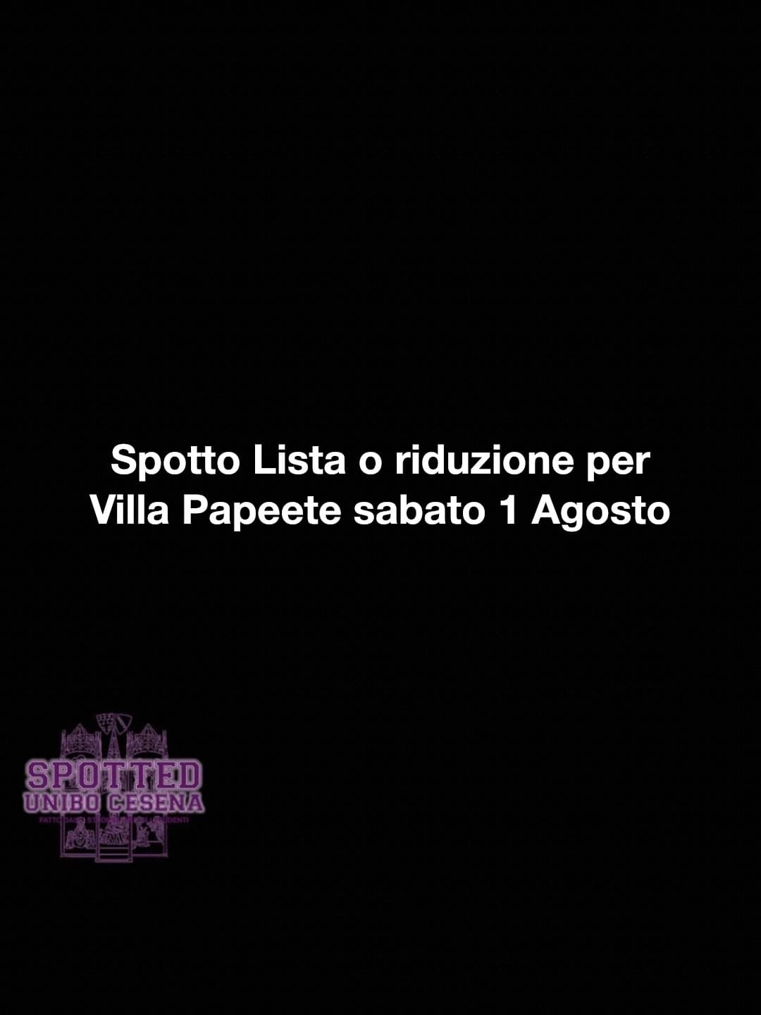 Post: Spotto Lista o riduzione per Villa Papeete sabato 1 Agosto

#spotted #Cesena #unibo #cesenaspotted