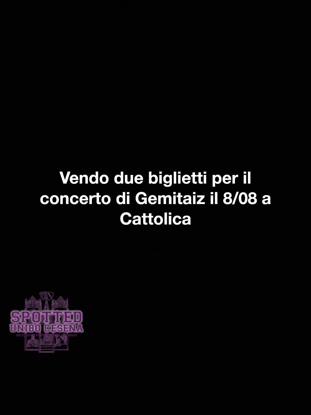 Post: Vendo due biglietti per il concerto di Gemitaiz il 8/08 a Cattolica

#spotted #Cesena #unibo #cesenaspotted
