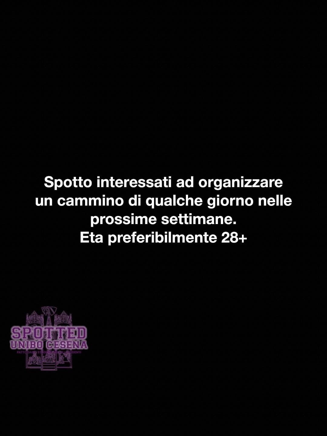 Post: Spotto interessati ad organizzare un cammino di qualche giorno nelle prossime settimane.
Eta preferibilmente 28+

#spotted #Cesena #unibo…