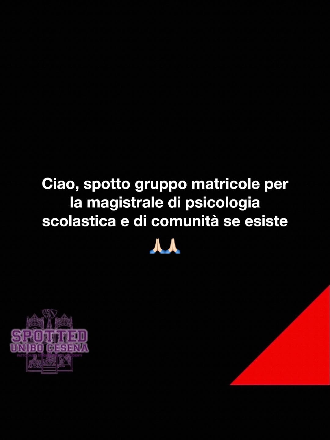Post: Ciao, spotto gruppo matricole per la magistrale di psicologia scolastica e di comunità se esiste 🙏🏻🙏🏻

#spotted #Cesena #unibo #cesena…