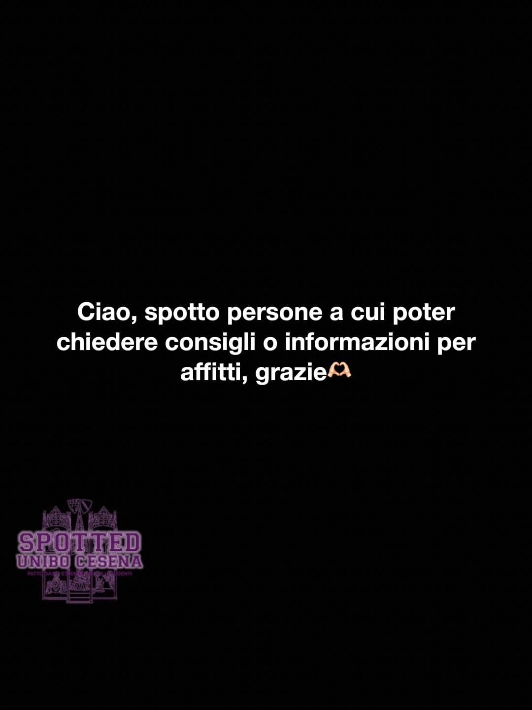 Post: Ciao, spotto persone a cui poter chiedere consigli o informazioni per affitti, grazie🫶🏻

#spotted #Cesena #unibo #cesenaspotted