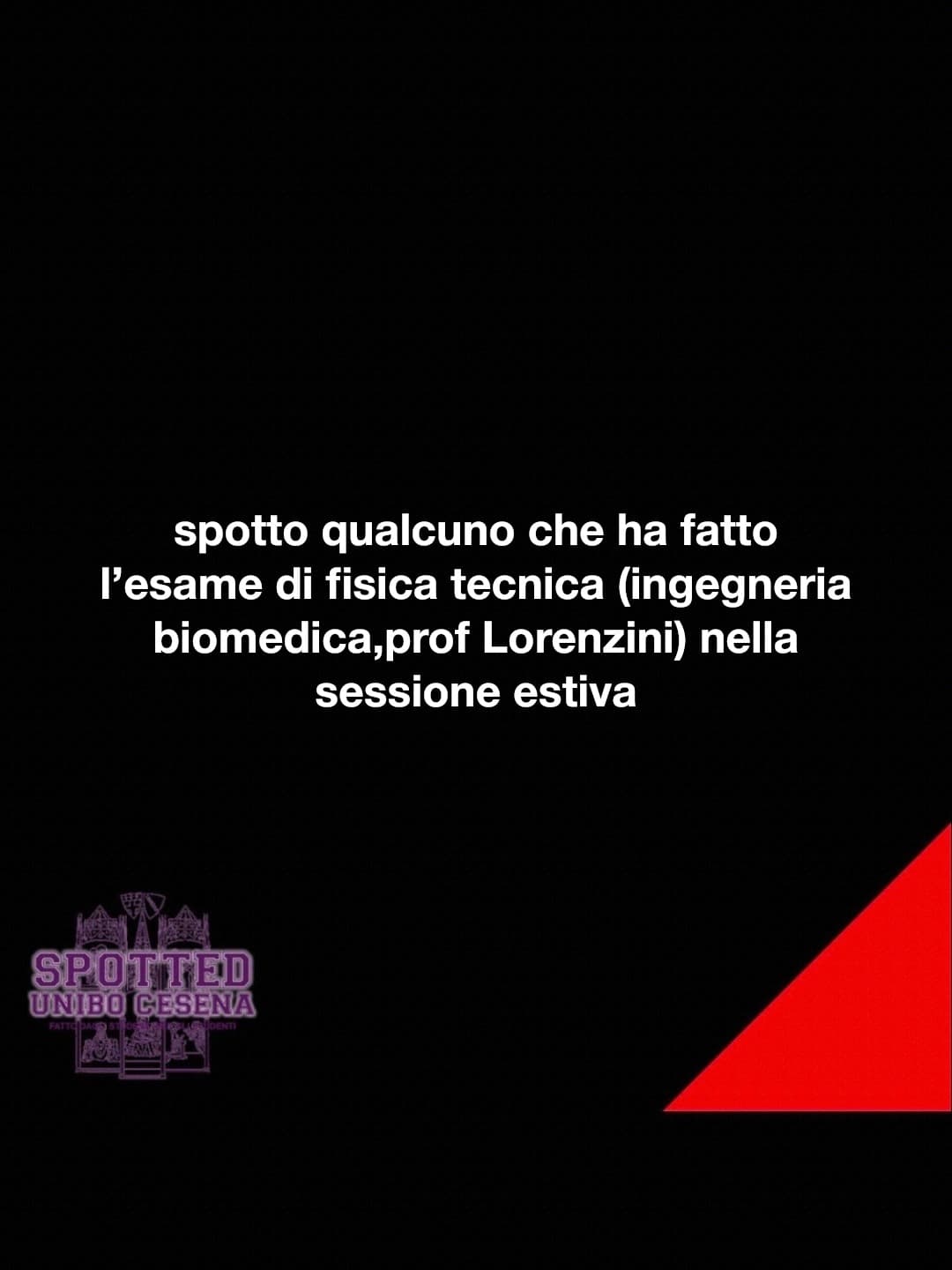 Post: spotto qualcuno che ha fatto l’esame di fisica tecnica (ingegneria biomedica,prof Lorenzini) nella sessione estiva

#spotted #Cesena #unib…