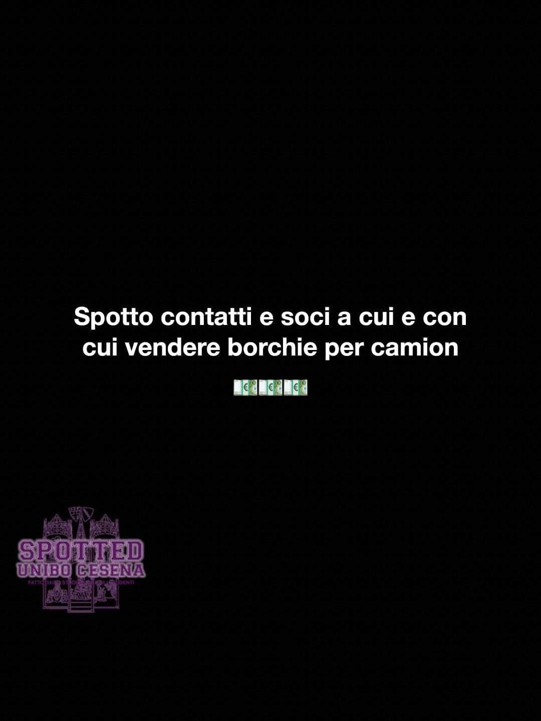 Post: Spotto contatti e soci a cui e con cui vendere borchie per camion 💶💶💶

#spotted #Cesena #unibo #cesenaspotted