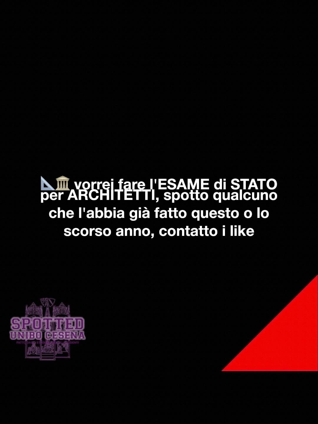 Post: 📐🏛️ vorrei fare l'ESAME di STATO per ARCHITETTI, spotto qualcuno che l'abbia già fatto questo o lo scorso anno, contatto i like

#spotte…