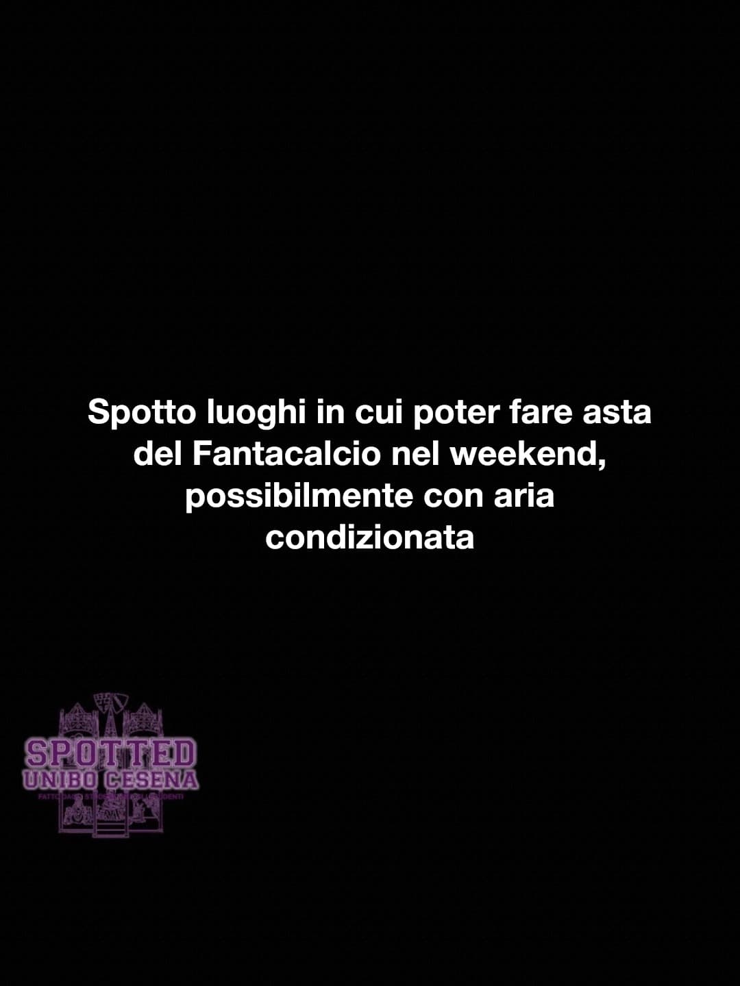 Post: Spotto luoghi in cui poter fare asta del Fantacalcio nel weekend, possibilmente con aria condizionata

#spotted #Cesena #unibo #cesenaspot…