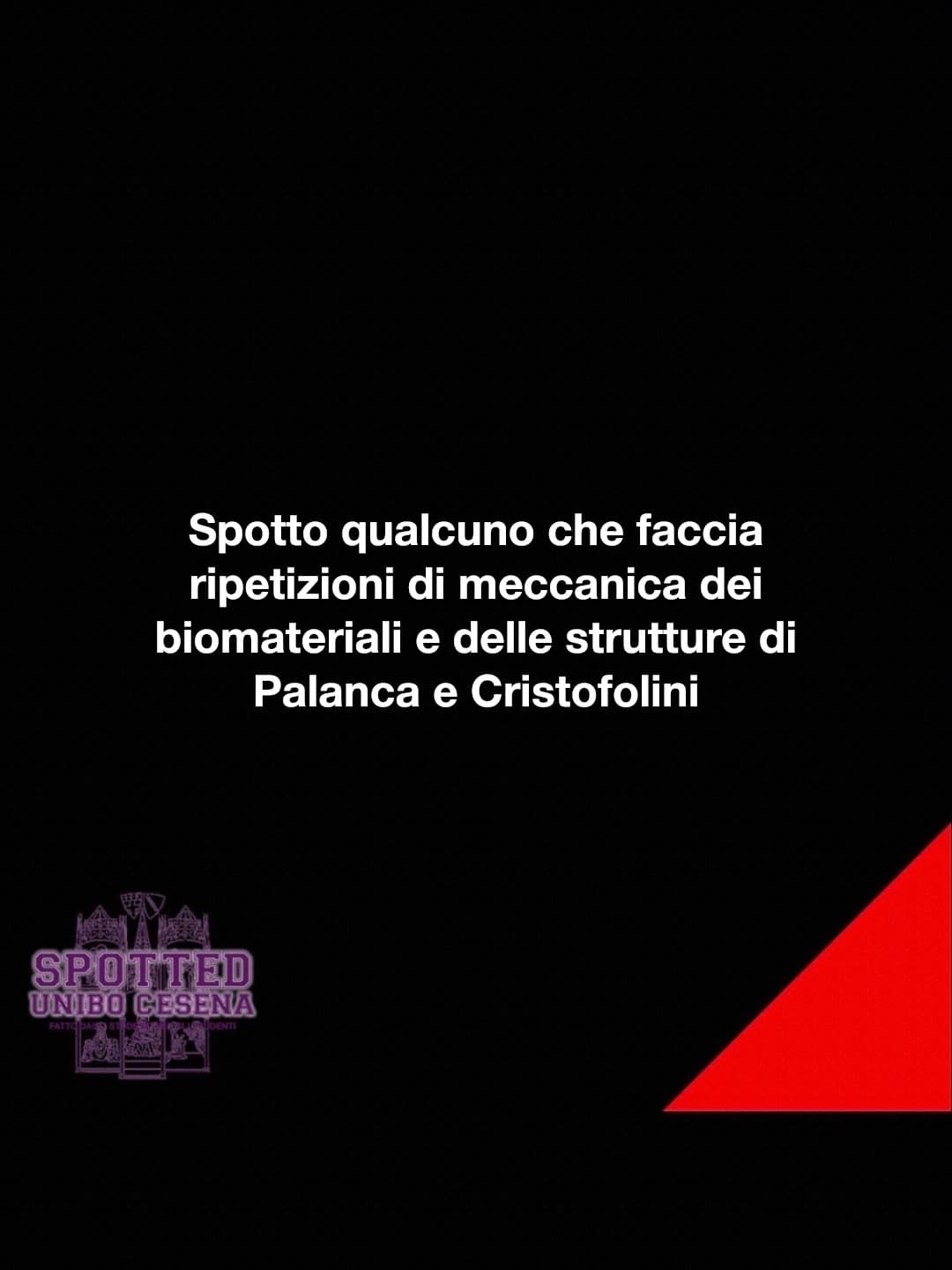 Post: Spotto qualcuno che faccia ripetizioni di meccanica dei biomateriali e delle strutture di Palanca e Cristofolini

#spotted #Cesena #unibo …